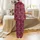 Greyhound Lovers' Deep Magenta Berry Red Olive Green Folk Art Abstract Greyhound Silhouette Floral Pattern Satin Pajamas Set - 3