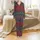 Holiday Decor Enthusiasts' Red & Grey Folk Knit Pattern with White Snowflakes, Reindeer & Teal Merry Christmas Script - 2