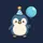 Funny Penguin Birthday Party Kawaii Chubby Baby Penguin Light Blue Balloon Sweatshirt - 2