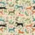 Relaxed Puppy Folk Art Mid-Century Botanical Dog Print Open Front Long Sleeve Puff Sleeve Sleepwear Set Satin Pajamas Set - 2