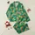 Women's Collared Emerald Tiger Loungewear: Retro Tropical Graphic Pajama Set Satin Pajamas Set - 1