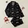 Women's Autumn/Winter Trendy Black & White Egal Verstanden Typographic Sleep Set Satin Pajamas Set - 1