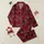 Men's Highland Cow Sleepwear: Red Bull Print & Thistle Pattern - All-Over Farm Animal Lounge Garment Satin Pajamas Set - 1