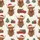 Cozy Christmas Highland Cow Pajamas: Fluffy Santa Hat & Vintage Truck Pattern Satin Pajamas Set - 2