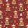 Cozy Holiday Pajamas: Cute Highland Cow, Santa Hat & Snowflakes Seamless Ruby Red Pattern Satin Pajamas Set - 2