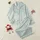 Women's Elegant Floral Pajama Set: Sky Blue Ditsy Wildflower, Open Front Ruffle Top & Pants Satin Pajamas Set - 1