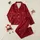 Women's All-Season Ruby Red Abstract Silk Pattern Polyester V-Neck Shorts Pajama Set Satin Pajamas Set - 1