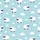 Sheep Lover's Cute Minimalist Sky Blue Sheep & Fluffy Cloud Pattern Loungewear Satin Pajamas Set - 2