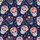 Women's Floral Sugar Skull Pajama Set: Vibrant Dia de los Muertos Art on Navy Sleepwear Satin Pajamas Set - 2