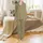Family Baker Holiday Sleep Set: Sage Green Gingerbread Cookie Pattern Satin Pajamas Set - 2