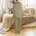 Family Baker Holiday Sleep Set: Sage Green Gingerbread Cookie Pattern Satin Pajamas Set - 3
