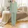 Bridesmaid & Bride Sage Champagne Flute Getting Ready Silky Satin Sleep Set Satin Pajamas Set - 2