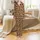 Women's Abstract Leopard Double-Thread Knit: Three-Piece Loungewear Set with Robe & Slit Pants Satin Pajamas Set - 2