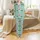 Personalized Family Matching Tropical Aqua Flamingo Palm Beach Christmas Pajama Sets, Long/Short Sleeve Satin Pajamas Set - 2