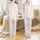 Women's White Crinkle Muslin Pajamas: Pink Heart Pattern - Organic Cotton 3-Piece Set Satin Pajamas Set - 1