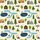 Outdoor Enthusiasts' Whimsical Forest Camping Pattern: Green Pines, Cabins, Campfires, RVs & Mountains on Creamy Off-White Satin Pajamas Set - 4