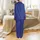 Ladies' Royal Blue Velvet Pajamas: Cobalt Organic Flowing Pattern Long Jacket Set Satin Pajamas Set - 3