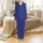 Ladies' Royal Blue Velvet Pajamas: Cobalt Organic Flowing Pattern Long Jacket Set Satin Pajamas Set - 2