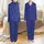 Ladies' Royal Blue Velvet Pajamas: Cobalt Organic Flowing Pattern Long Jacket Set Satin Pajamas Set - 1