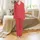 Unisex Holiday Word Pajama Pants: Vibrant Christmas Red 'Merry & Bright' Design - Cozy Loungewear Satin Pajamas Set - 2