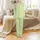 Women's Tailored Organic Cotton Loungewear Set: Abstract Botanical Ginkgo, Lime Green Cream Plus Size Sleepwear Satin Pajamas Set - 2