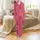 Women's Pink Red Abstract Striped Polygon Pure Cotton Pajamas Satin Pajamas Set - 2