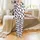 Women's Black Poodle Mama Pajama Pants: Pink Bow Silhouette All-Over Pattern - Soft Brushed Polyester Satin Pajamas Set - 2