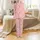 Women's Pastel Pink Candy Cane, Snowflake, & Holly Christmas Loungewear Pajama Set Satin Pajamas Set - 2