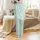 Women's Flat Illustrative Aqua Ocean Surfer Satin 2-Piece Sleep Set Satin Pajamas Set - 3