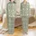 Bridesmaid & Bridal Party Personalized Sage Green Rose Print Satin Long Sleeve Pants Pajamas Set Satin Pajamas Set - 1