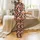 Women's Personalized Geometric Rust Orange Silky Short Sleeve Long Pants Pajamas Satin Pajamas Set - 3