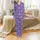 Newborn Toddler Purple Satin Pajamas: Elegant White Floral Medallion Pattern - Birthday Sleep Set Satin Pajamas Set - 2