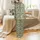 Women's Abstract Botanical Leaf Pattern Linen Sleep Set: Serene Organic Sage Green Loungewear Satin Pajamas Set - 3