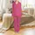Indian Cotton Women's Fuchsia Pink Hand Block Print Tiger Stripe Pajamas Set Satin Pajamas Set - lurbu6pttk