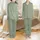 Bridesmaid & Bridal Party Satin Pajama Set: Golden Olive Branch Script on Sage Green Satin Pajamas Set - 1