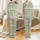 Women's Rustic Khaki Green Plaid Linen Comfort Ensemble Satin Pajamas Set - 1