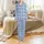 Matching Family & Bridesmaid Rayon Sleepwear: Periwinkle Damask All-Over Print Ensemble Satin Pajamas Set - 2