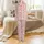 Women's Whimsical Pink Flamingo Christmas Sleep Set: Santa Hat & String Light Holiday Pattern Satin Pajamas Set - 2