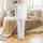 Women's Personalized Gift: Eucalyptus Floral 'Love' Script Silky Short Sleeve Long Pants Sleep Set Satin Pajamas Set - 2