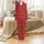 Couples' Ruby Red King Queen Pajamas: Gold & Rose Gold Crown Script Pattern - Soft Flannel Sleepwear Satin Pajamas Set - 2