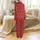 Couples' Ruby Red King Queen Pajamas: Gold & Rose Gold Crown Script Pattern - Soft Flannel Sleepwear Satin Pajamas Set - 3