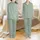 Botanical Inspired Delicate Muted Sage Ginkgo Leaf Outline Tunic Satin Pajamas Set - 1