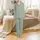Botanical Inspired Delicate Muted Sage Ginkgo Leaf Outline Tunic Satin Pajamas Set - 2