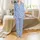 Personalized Bridal Party Dusty Blue Floral Satin Getting Ready Pajamas Satin Pajamas Set - 2