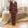 Rustic Winter: Red Black Buffalo Plaid Reindeer Snowflake Holly Berry Pattern Art Satin Pajamas Set - 2