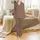 Women's Muted Slate Blue Cotton Pajama Set: Hand-Drawn Floral Block Print Loungewear Satin Pajamas Set - 2