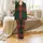 Monogrammed Bridesmaid Dark Forest Green Tartan Plaid Rayon Sleep Set Satin Pajamas Set - 2