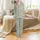 Custom Pet Lover: Golden Retriever Dog Face Sage 'Perper' Pattern Satin Loungewear Set Satin Pajamas Set - 2