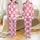 Children's Playful Pink Checkerboard Pajamas: Wavy Design with Faces, Hearts & Lightning Satin Pajamas Set - 1