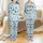Unisex Family Hanukkah Dogs Pajamas: Light Blue Golden Retriever Dachshund Menorah Wide-Leg Loungewear Satin Pajamas Set - 1